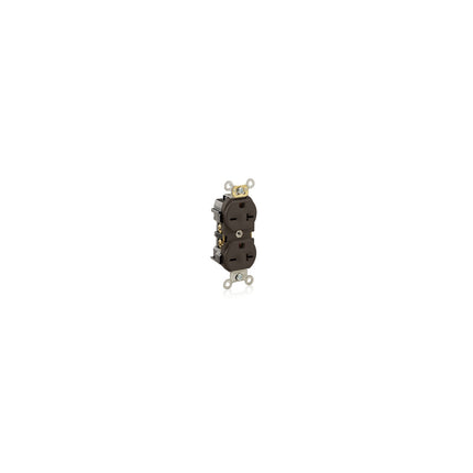 Duplex Receptacle Outlet, Commercial Specification Grade, Indented Face, 20 Amp, 250 Volt, Back or Side Wire, NEMA 6-20R, 2-Pole, 3-Wire, Self-Grounding - Brown