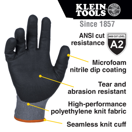 Knit Dipped Gloves, Cut Level A2, Touchscreen, Medium, 2-Pair