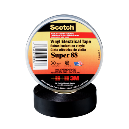 Scotch® Vinyl Electrical Tape Super 88, 1 in x 36 yd, Black, 12rolls/carton, 48 rolls/Case