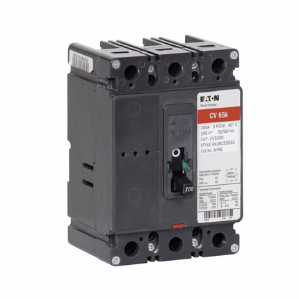 Eaton Type CV Molded Case Circuit Breaker,Molded case circuit breaker,200 A,65 kAIC,Three-pole,#6 - 4/0 Al/Cu,CV,#4/0 kcmil maximum load