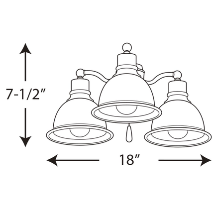 Madison Collection Three-Light Ceiling Fan Light