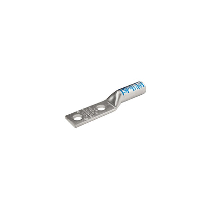 Surecrimp Copper Compression Lug, Conductor Size 2, 2 Holes, #10 Bolt Size, 3/4in Hole Spacing, Long Barrel, No Sight Window, Tin Plated, UL, CSA