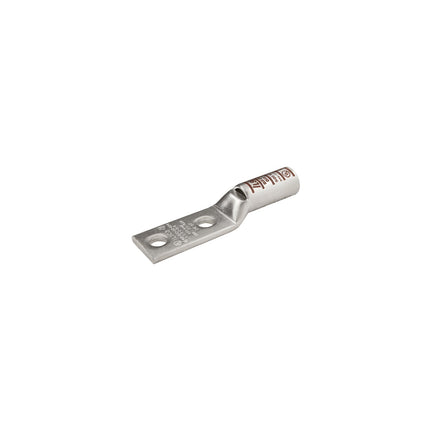 Surecrimp Copper Compression Lug, Conductor Size 700, 2 Holes, 3/8in Bolt Size, 1in Hole Spacing, Long Barrel, Sight Window, Narrow Tang, Tin Plated, UL, CSA