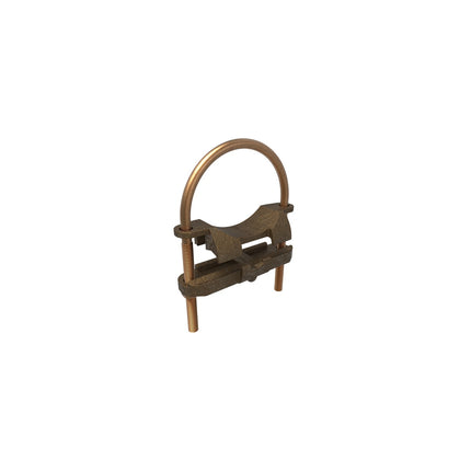 Permaground Copper U-Bolt Ground Clamp, Conductor Range 250-2/0 Sol, Pipe Size 3-1/2in, Ground Rod Sizes 3-1/2 to 4in, UL, CSA