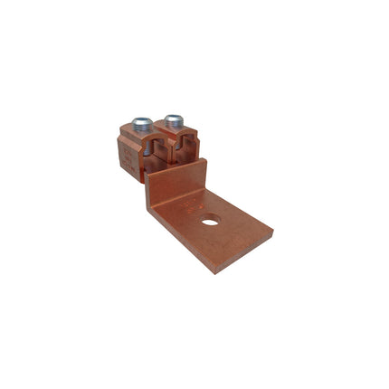 Copper Mechanical Lug Offset, Conductor Range 4/0-2, 2 Ports, 1 Hole, 3/8in Bolt Size, UL, CSA