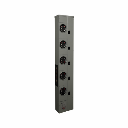 Eaton 3MM residential meter stack, Multiple metering, 125 A, Copper, Bus:800 A, No bypass, Indoor, Depends on selected MCB, Five-jaw, Sockets:5, Three-ph in, single-ph out, A-B, BR2_, BRH2_, BRHH2_, BRX2, Ring, Socket:125 A, 120/208 Vac