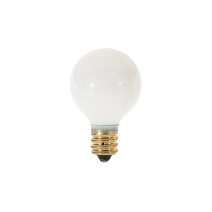 10 Watt G8 Incandescent; Gloss White; 1500 Average rated hours; 50 Lumens; Candelabra base; 120 Volt