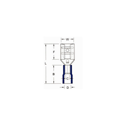 Vinyl Insulated Female Disconnects - 22-16 Wire, .032x.187 Tab