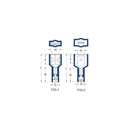 Nylon Fully Insulated Disconnects Female - 12-10 Wire, .250x.032 Tab