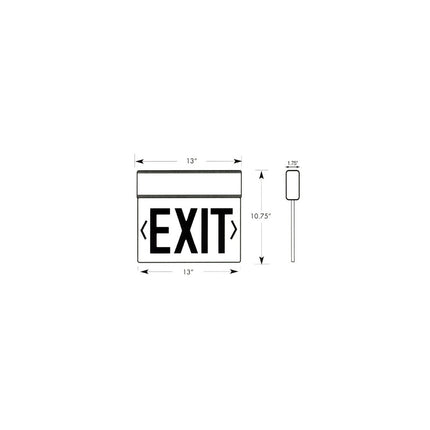 Surface Mount Edge Lit Exit Sign Single Sided Legend Red LED Aluminum Housing