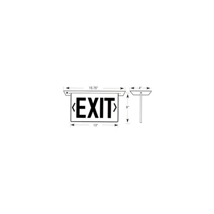 Recessed Mount Edge Lit Exit Sign Single Sided Legend Red LED Aluminum Housing