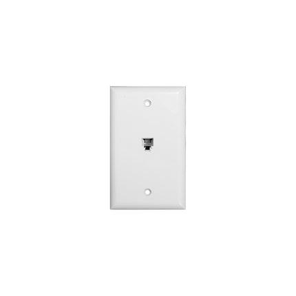 Single RJ11 4 Conductor Phone Jack Wallplate White