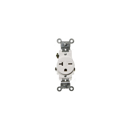 Commerical Grade Single Receptacle White 20A-250V