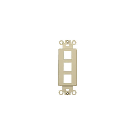 Decorative DataComm Frame For Keystone Jacks and Modular Inserts Three Ports Ivory
