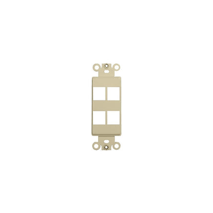 Decorative DataComm Frame For Keystone Jacks and Modular Inserts Four Ports Ivory