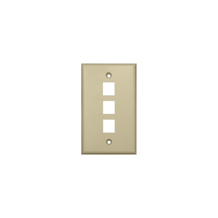 Datacomm Wallplate For Keystone Jacks & Modular Inserts Three Ports Ivory