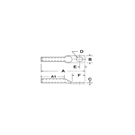 Copper Long Barrel 1 Hole Compression Lugs 4 Awg - #10 Stud