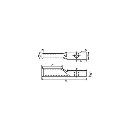 Copper Flex Cable Short Barrel 1 Hole Compression Lugs 350 MCM 5/8 Stud