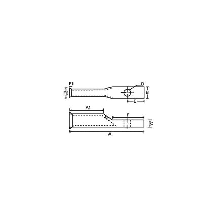 Copper Flex Cable Long Barrel 1 Hole Compression Lugs 1/0 Awg 1/4 Stud