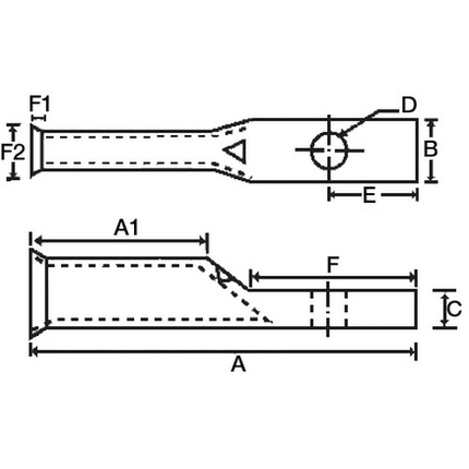 Copper Flex Cable Short Barrel 1 Hole Compression Lugs 4/0 Awg 1/2 Stud