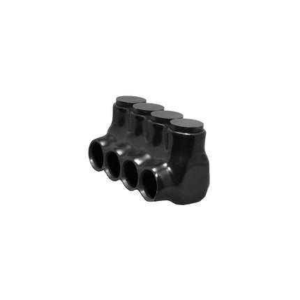 Black Insulated Multi-Cable Connector - Single Entry 4 Ports 1/0 - 14