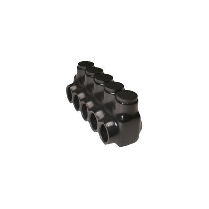 Black Insulated Multi-Cable Connector - Single Entry 5 Ports 2/0 - 6