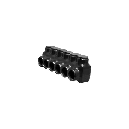 Black Insulated Multi-Cable Connector - Single Entry 6 Ports 250 - 6