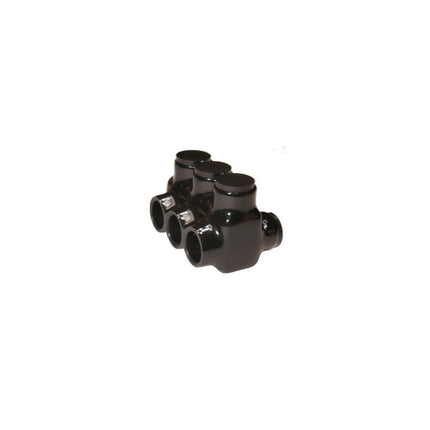 Black Insulated Multi-Cable Connector - Dual Entry 3 Ports 4 - 14
