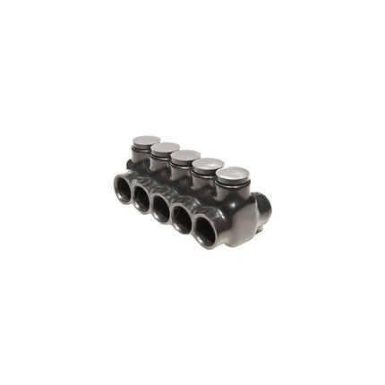 Black Insulated Multi-Cable Connector - Dual Entry 5 Ports 4 - 14
