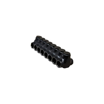 Black Insulated Multi-Cable Connector - Dual Entry 8 Ports 4 - 14