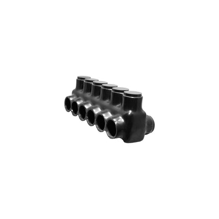 Black Insulated Multi-Cable Connector - Dual Entry 6 Ports 2 - 14