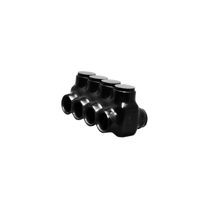 Black Insulated Multi-Cable Connector - Dual Entry 4 Ports 350 - 6