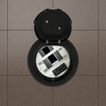 6AT Prewired A/V Evolution™ Poke Thru Device, Flush Style Cover, Black