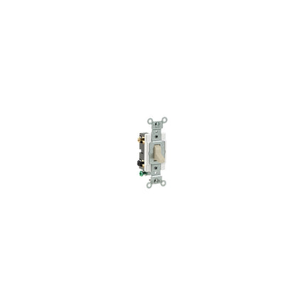 15 Amp, 120/277 Volt, Toggle  Double-Pole AC Quiet Switch,  Commercial Spec Grade, Grounding, Side Wired, - Ivory