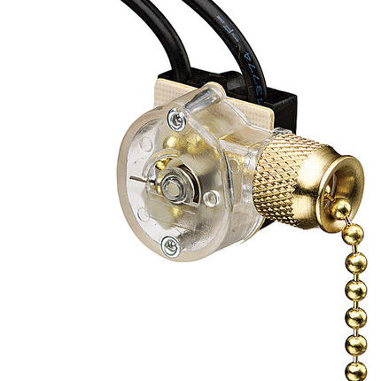 Pull Chain Switch, SPST, O-F, Wire Leads, Nickel