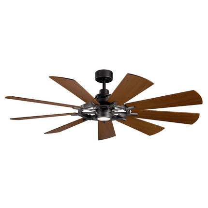 Gentry LED 65" 9 Blade Fan in Anvil Iron