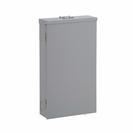 BR style 1-inch loadcenter, main circuit breaker, no feed-thru lugs, 100A, single-phase, 24-pole, 24 circuits, 20 spaces, 120/240V, #4-1/0 AWG Cu/Al at 60°C or 75°C wire, NEMA 3R enclosure, c3r box size