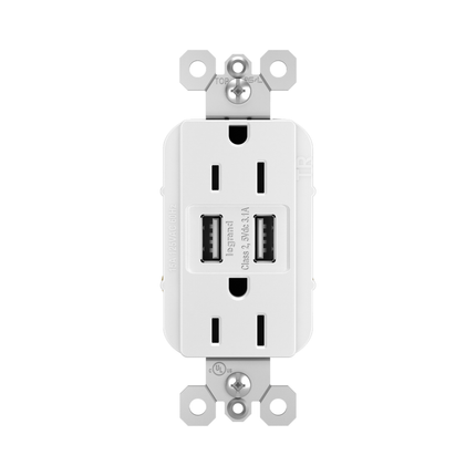 radiant® 15A Tamper-Resistant USB Outlet, White