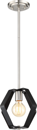 Zen; 1 Light; 10 in.; Pendant; Matte Black Finish with Brushed Nickel Accents