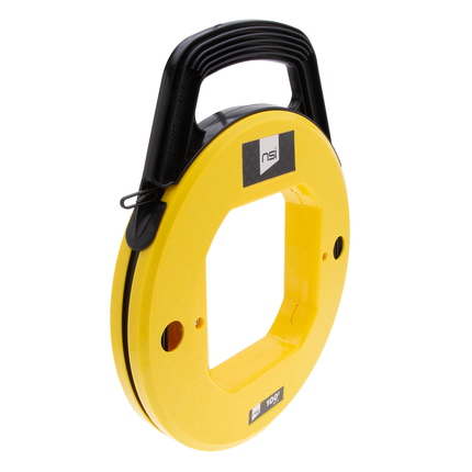 NSI FTS100 STEEL FISHTAPE REAL AND WINDER, FORMED HOOK, 100FOOT; 500LB MAX, HIGH VIS YELLOW