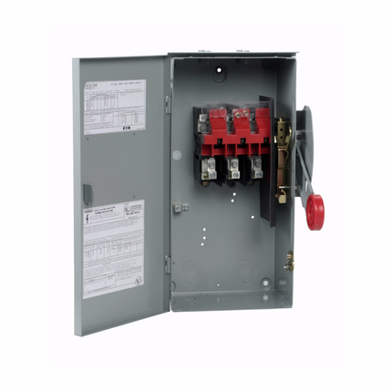 Eaton Heavy duty single-throw non-fused safety switch, Single-throw, 60A, NEMA 3R, Painted galvanized steel, Non-fusible, Three-wire, 10 at 240 Vac TD 1 Ph, 20 at 480 Vac TD 1 Ph, 25 at 600 Vac TD 1 Ph, 20 at 240 Vac TD 3 Ph