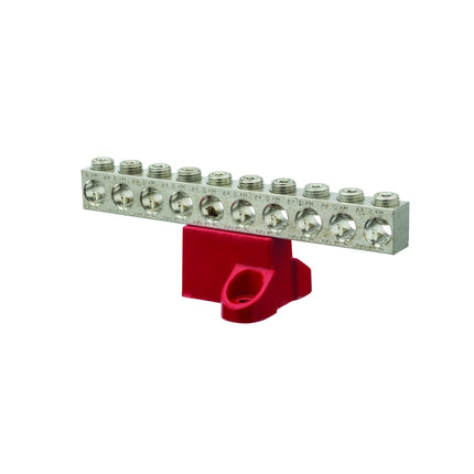 Aluminum Isolated Ground Bar, AL/CU 2/0-14 AWG Range, 10 Circuits