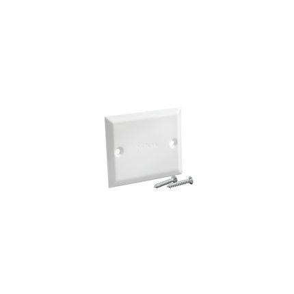 Blank Cover Plate – white; used in place of wall inlet in speculative rough-in installations