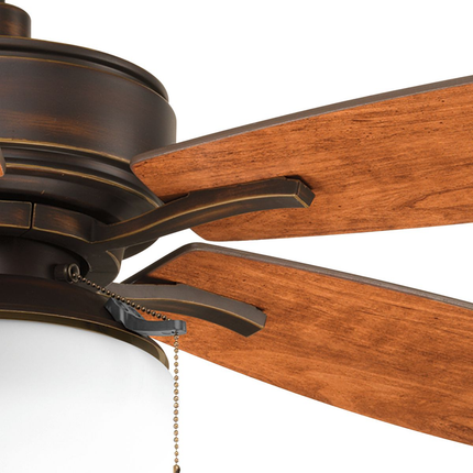 52" Antique Bronze 5 Blade Ceiling Fan with pull chain