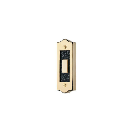 Lighted Rectangular Pushbutton, 1w x 3-1/8h in Polished Brass with Antique Hammered Center