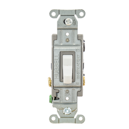 Switches and Lighting Controls, Toggle Switch, Commercial Grade, Four Way, 20A 120/277V AC, Back and Side Wired, White Toggle