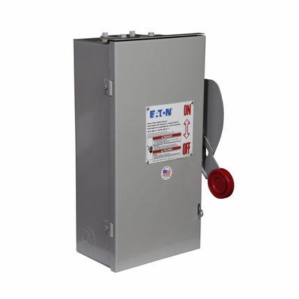 Eaton Heavy duty single-throw non-fused safety switch, Single-throw, 30A, NEMA 3R, Painted galvanized steel, , Non-fusible, Two-pole, Two-wire, 3 at 240 Vac TD 1 Ph, 7.5 at 480 Vac TD 1 Ph, 10 at 600 Vac TD 1 Ph, 15 at 600 Vdc