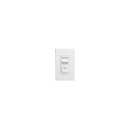 600W, 120 Volt AC 60Hz, Single-Pole & 3-Way, IllumaTech Preset Electro-Mechanical Incandescent Slide Dimmer, LED Locator - White face assembled on device. Ivory and Light Almond color change kits included.