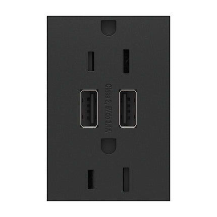 adorne® Dual-USB Outlet , Graphite