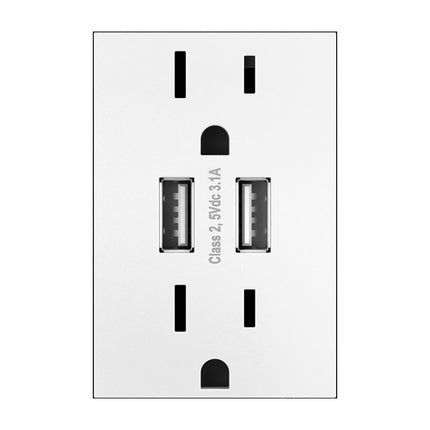 adorne® Dual-USB Outlet , White